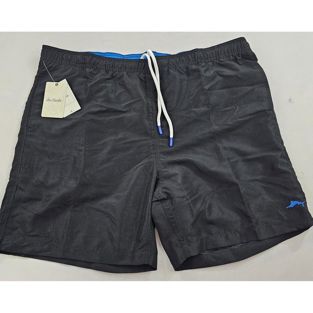Joe Marlin trunks swimwear mens XL JMVC-EO655 pockets black fish